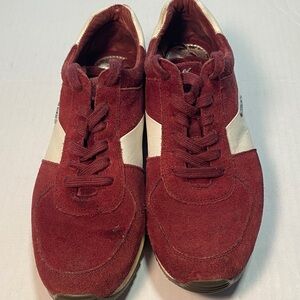 Michael Kors Red and White Suede Sneakers